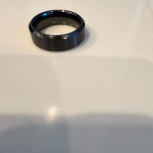 Black ceramic wedding band for men